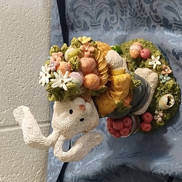 Charming Easter Scape Bunny Figurine & Blue Table Runner 70" L X 13" W - Picture 2 of 16